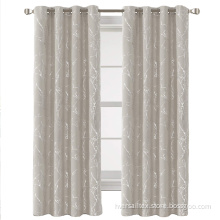 Foil Printed Twig Tree Branch Pattern Curtain Drapes